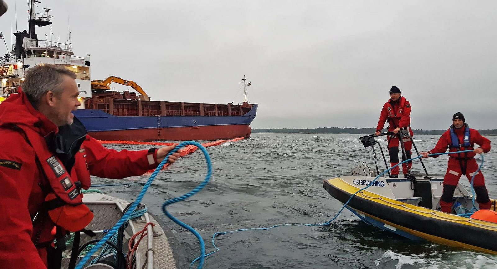 Two arrested after cargo ship grounds off Sweden